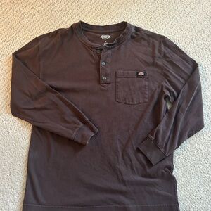Dickies Dark Brown Long Sleeve Henley Shirt